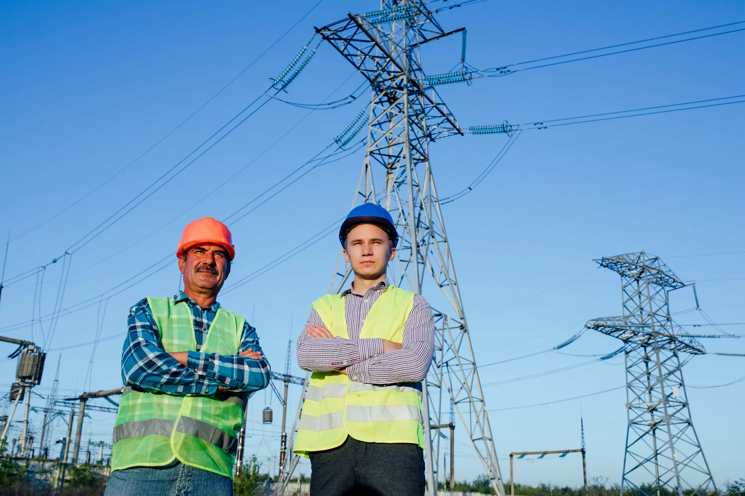 serious technicians in hardhats standing near high 2024 10 18 13 17 15 utc